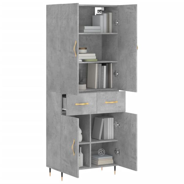 vidaXL Highboard Concrete Grey 69.5x34x180 cm Engineered Wood