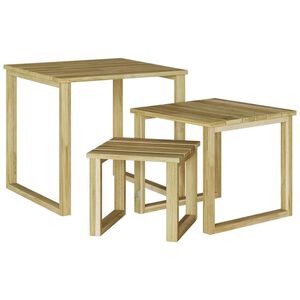 vidaXL Table 3 pcs Natural Impregnated Pine Wood