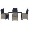 vidaXL Garden Dining Set with Cushion 5 pcs Grey Poly Rattan