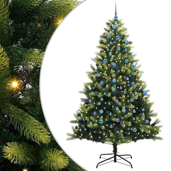 vidaXL Artificial Hinged Christmas Tree 300 LEDs Green 240 cm