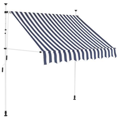 vidaXL Manual Retractable Awning 200 cm Blue and White Stripes