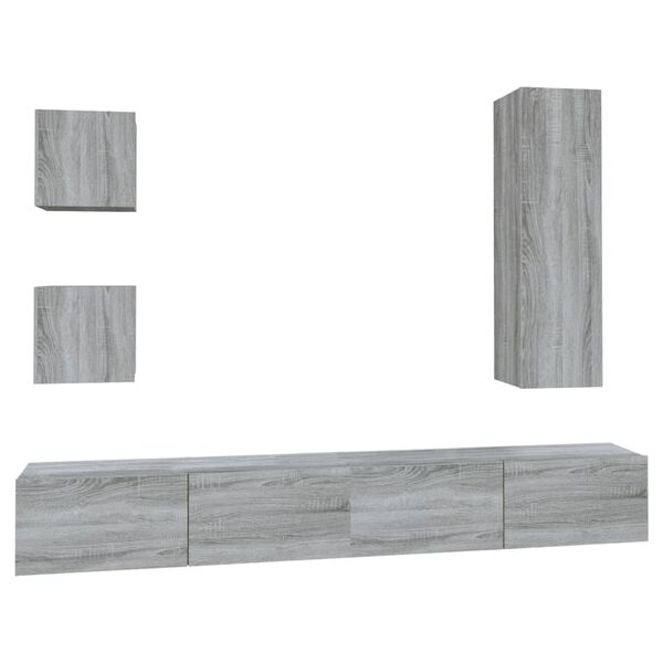 vidaXL 5 Piece TV Cabinet Set Grey Sonoma Engineered Wood
