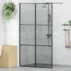 vidaXL Walk-in Shower Wall Black 115 x 195 cm Tempered Glass