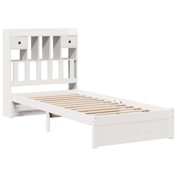 vidaXL Bookcase Bed without Mattress White 90x200cm Solid Wood Pine