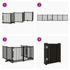 vidaXL Dog Gate with Door Foldable 6 Panels Black 300 cm Solid Wood Fir