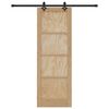 vidaXL Sliding Door Natural and Black 73.5 x 211 cm Solid Pine Wood