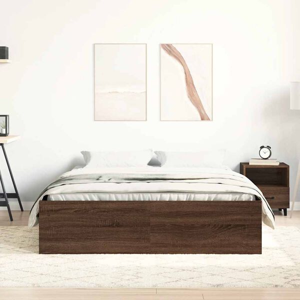 vidaXL Bed Frame without Mattress Brown Oak 140x200 cm