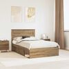 vidaXL Bed Frame Artisian Oak 120 x 200 cm Solid Pine Wood