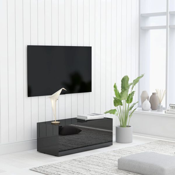 vidaXL TV Cabinet High Gloss Black 80x34x30 cm Engineered Wood