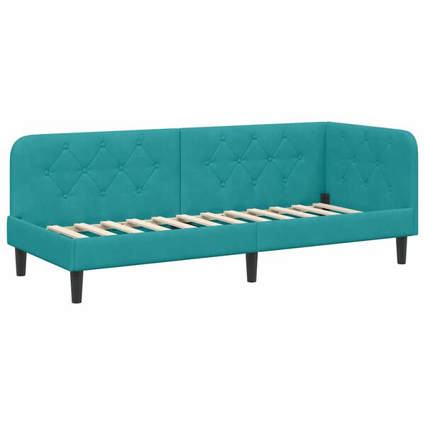 vidaXL Corner Bed Frame with Headboard Turquoise 80 x 200 cm Velvet