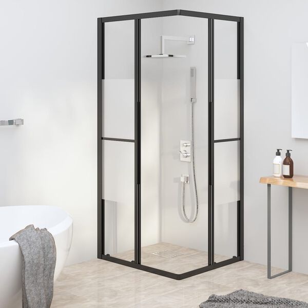 vidaXL Shower Cabin Half Frosted ESG 80x70x180 cm Black