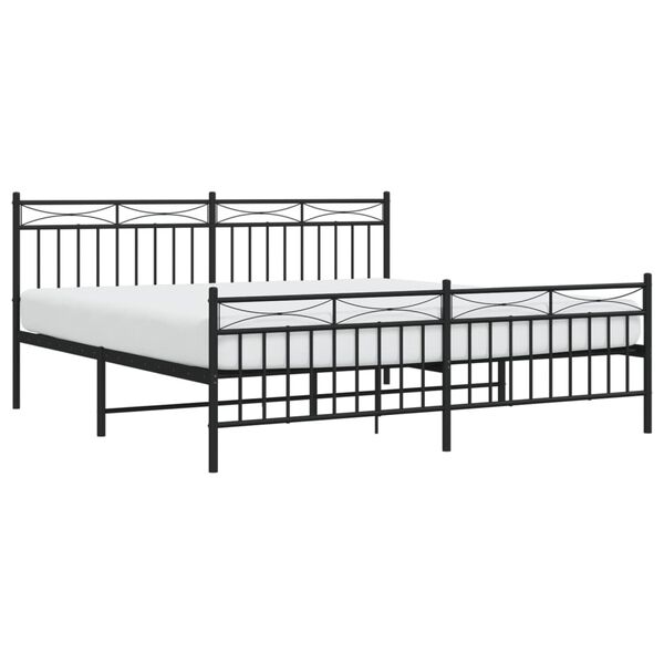 vidaXL Metal Bed Frame without Mattress with Footboard Black 180x200cm