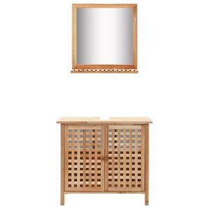 vidaXL Sink Cabinet with Mirror Solid Walnut Wood