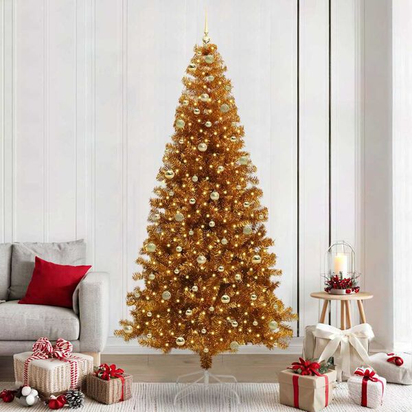 vidaXL Christmas Tree with 300 LEDs with Stand Gold 240 cm PET