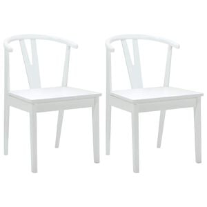 vidaXL Dining Chair 2 pcs White and White Solid Rubber Wood