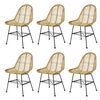 vidaXL Dining Chair | Set of 6 | Natural rattan | Standard | Durable