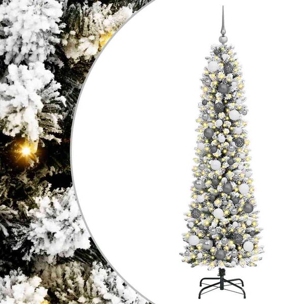 vidaXL Artificial Christmas Tree with 300 LEDs with Stand White 180 cm