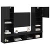 vidaXL TV Wall Units with LED with LED 5 pcs Black Oak Engineered Wood