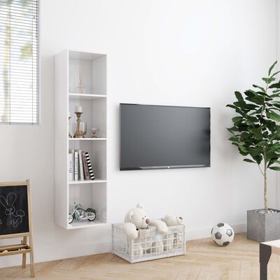 vidaXL Book Cabinet/TV Cabinet High Gloss White 143x30x36 cm