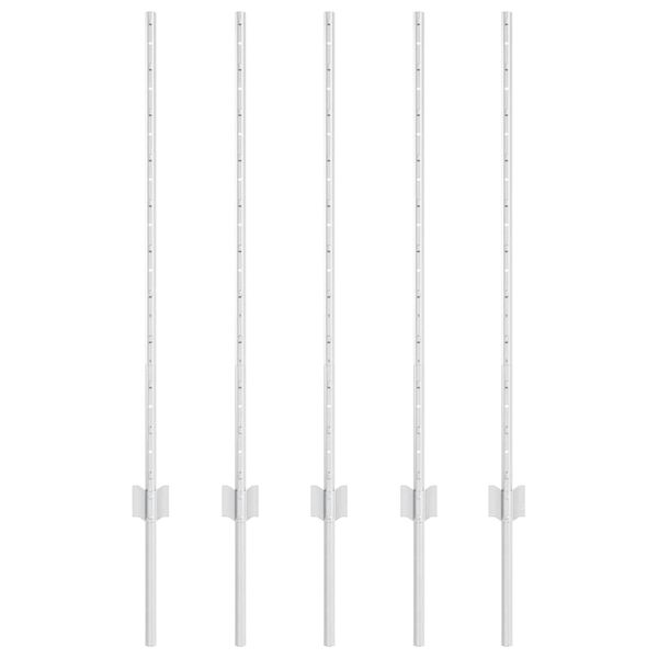 vidaXL Fence Post 5 pcs Silver 100 cm Steel