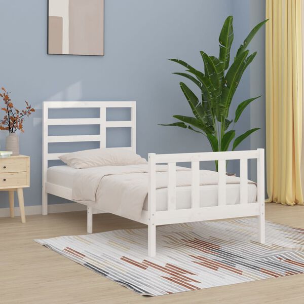 vidaXL Bed Frame without Mattress White 90x200 cm Solid Wood Pine