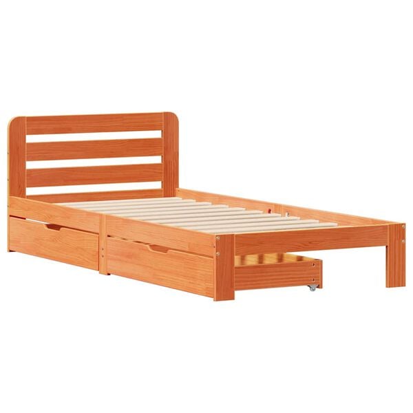 vidaXL Bed Frame without Mattress Wax Brown 75x190 cm Small Single Solid Wood Pine
