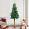 vidaXL Slim Christmas Tree with Real Wood and Cones Green 210 cm PVC