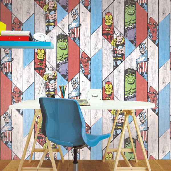 Noordwand Wallpaper Kids @ Home Marvel Wood Grey