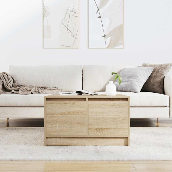 vidaXL Coffee Table with Drawers Sonoma Oak 70.5x70x40 cm