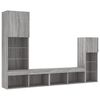 vidaXL 4 Piece TV Wall Units with LED Grey Sonoma Engineered Wood