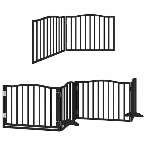 vidaXL Dog Gate with Door Foldable 10 Panels Black 800 cm Poplar Wood