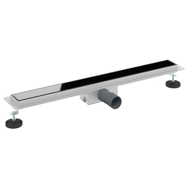 vidaXL Shower Drain with Glass Cover Black 80 cm Stainless Steel 304