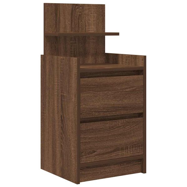 vidaXL Bedside Cabinet with 2 Drawers Brown Oak 38x34x80 cm