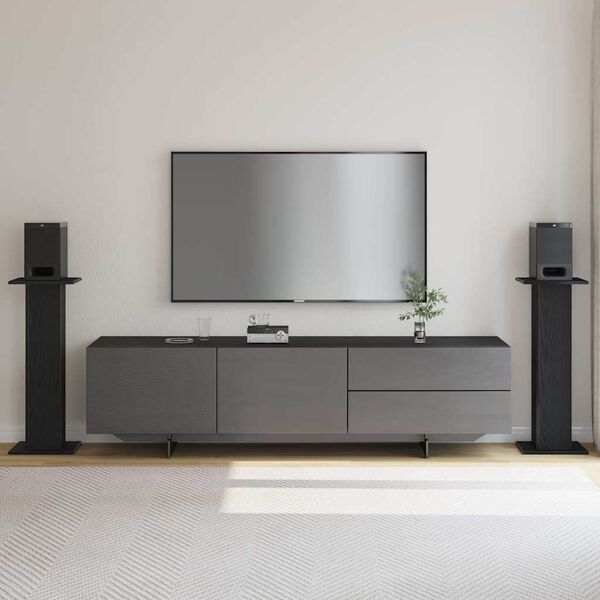 vidaXL Speaker Stands 2 pcs Black Oak 30 x 30 x 80 cm Engineered Wood