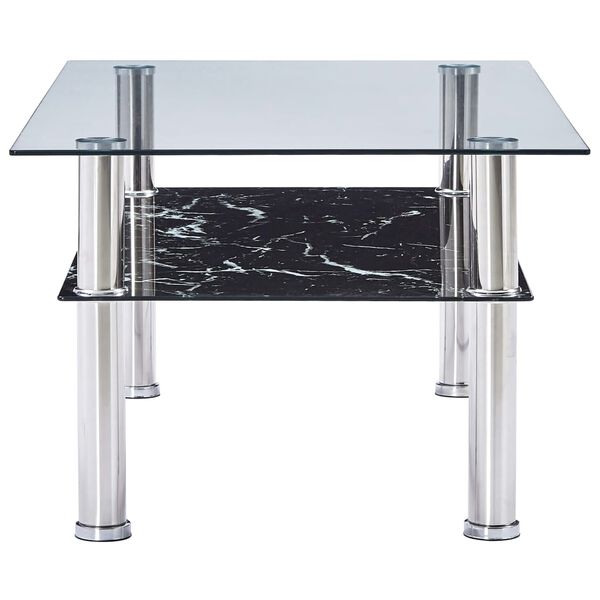 vidaXL Coffee Table with Marble Look Black 100x60x42cm Tempered Glass