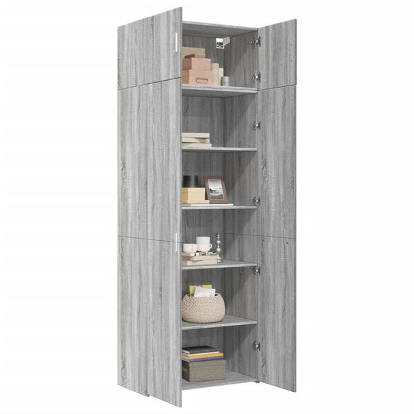 vidaXL Storage Cabinet Grey Sonoma 80x42.5x225 cm Engineered Wood