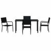 vidaXL Garden Dining Set with Cushion 5 pcs Black Poly Rattan