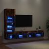vidaXL 4 Piece TV Wall Units with LED Smoked Oak Engineered Wood