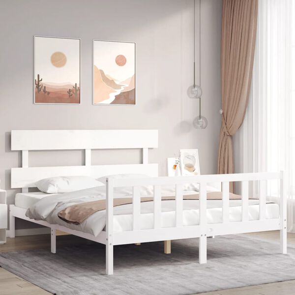 vidaXL Bed Frame without Mattress White 160x200 cm Solid Wood Pine