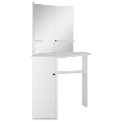 vidaXL Corner Dressing Table Cosmetic Table Make-up Table White