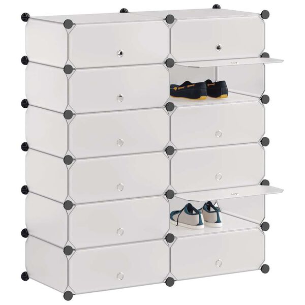 vidaXL Interlocking Shoe Organiser with 12 Compartments White