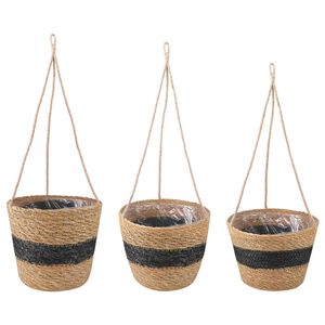 vidaXL 3 pcs Natural and Black &Oslash;26 x 19 cm 100% Seagrass