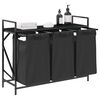 vidaXL Laundry Basket 3 Compartments with Shelf Black Oak