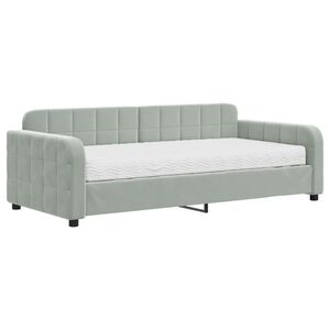 vidaXL Daybed with Mattress Light Grey 90x190 cm Velvet