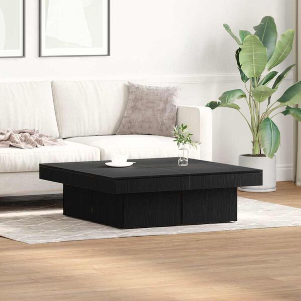 vidaXL Coffee Table Black Oak 90 x 90 x 28 cm Engineered Wood