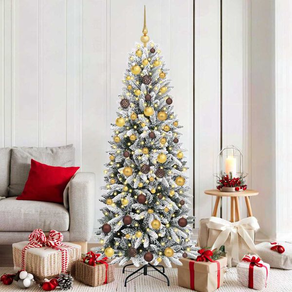 vidaXL Artificial Christmas Tree with 300 LEDs with Stand White 180 cm