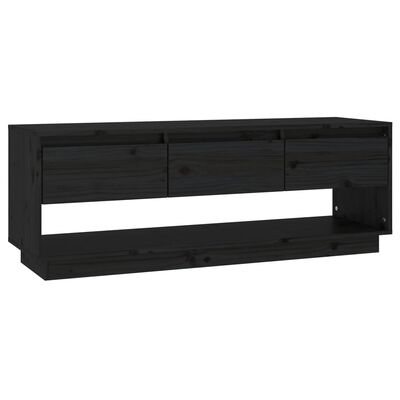 vidaXL TV Cabinet Black 110.5x34x40 cm Solid Wood Pine