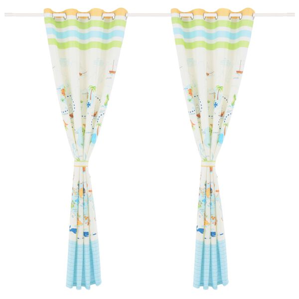 vidaXL Children's Printed Blackout Curtains 2 pcs 140x240cm Travel the World