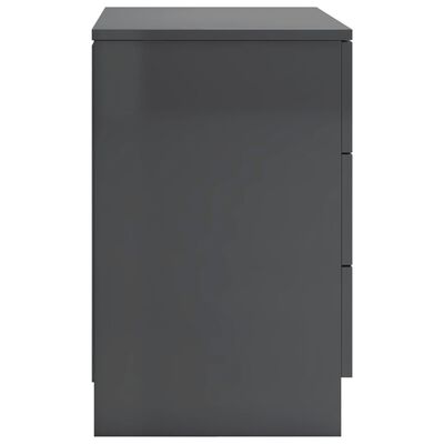 vidaXL Bedside Cabinets 2 pcs High Gloss Grey 38x35x56 cm Engineered Wood