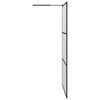 vidaXL Walk-in Shower Wall with Shelf Black 115x195 cm ESG Glass&Aluminium